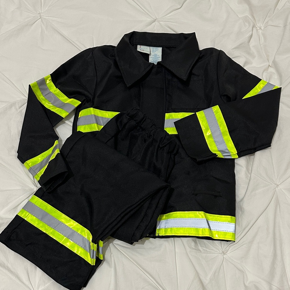 Kids Black and Yellow Firefighter Costume
